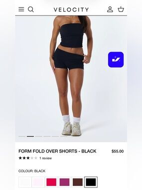 Velocity Form Fold Over Shorts - Black